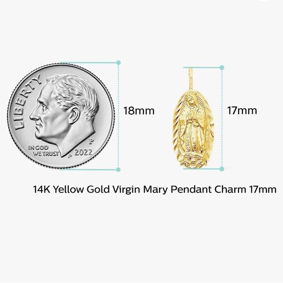 Guadalupe Virgin Mary 14k Solid Gold Pendant | perfect gift | faith | Guadalupe - Picture 13 of 14